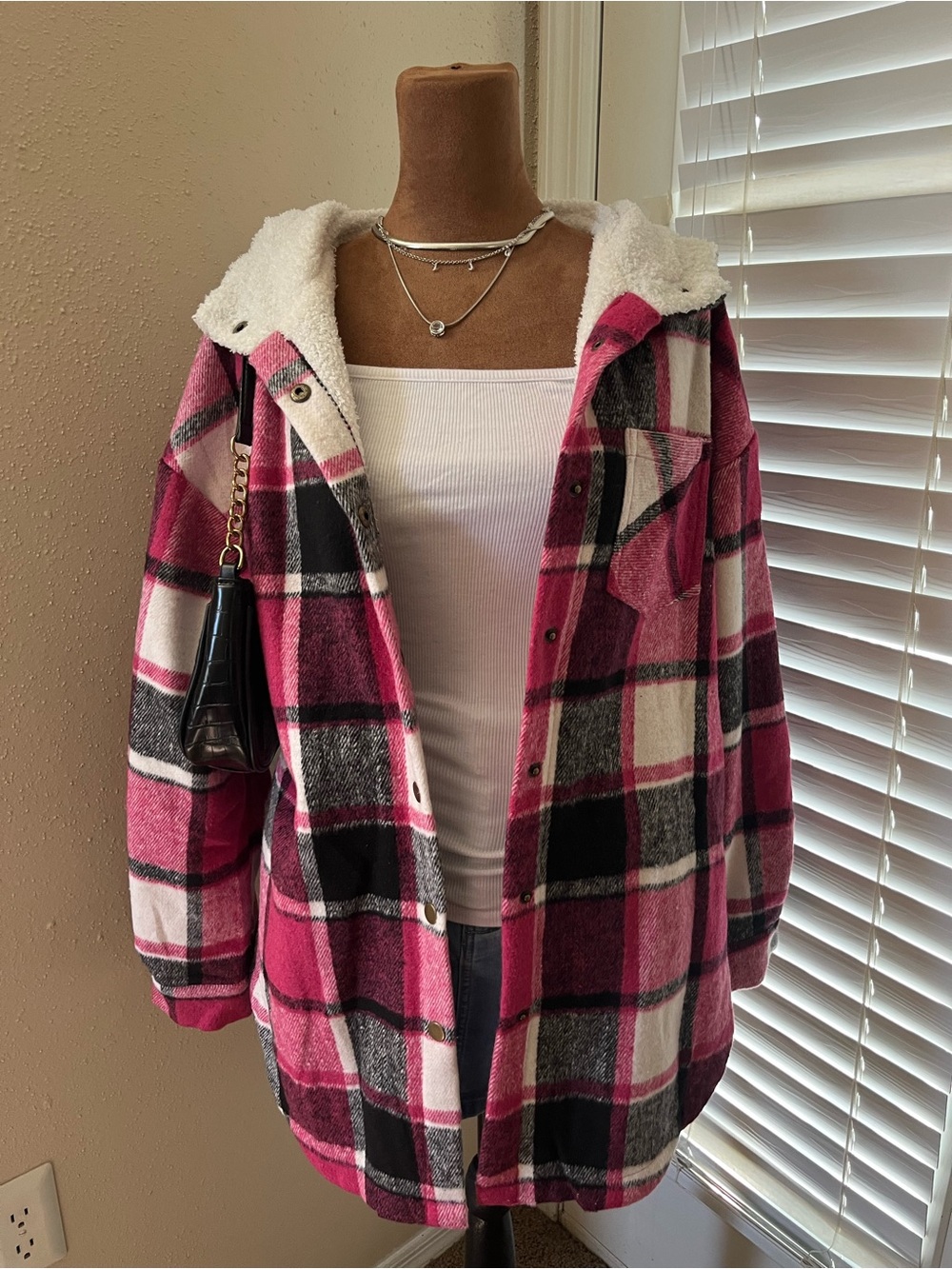 Oversized Plaid Shacket Jacket